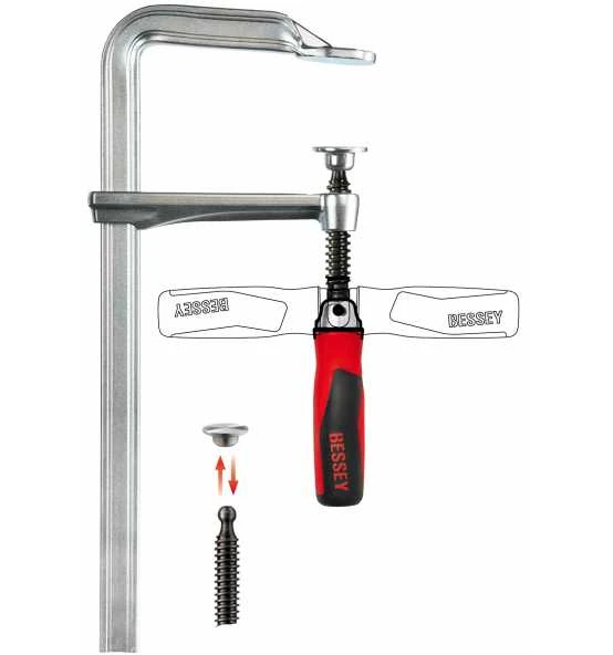 BESSEY Schraubzwinge Ganzstahl Mit 2-Komponenten-Heft 300 X 120 Mm Klappgriff