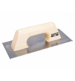 Bahco Glättkelle Mit Dreiecksförmig Gezahnter Kohlenstoffstahl-Klinge Und Holzgriff, 270 x 115 mm