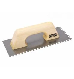 Bahco Glättkelle Mit Dreiecksförmig Gezahnter Kohlenstoffstahl-Klinge Und Holzgriff, 280 x 130 mm