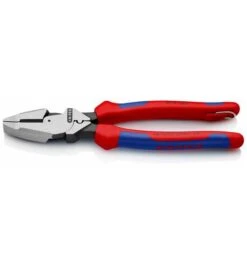 Knipex Kraft-Kombizange "Lineman's Pliers" Amerikanisches Modell, Mit Mehrkomponenten-Hüllen, Mit Befestigungsöse, Schwarz Atramentiert 240 Mm