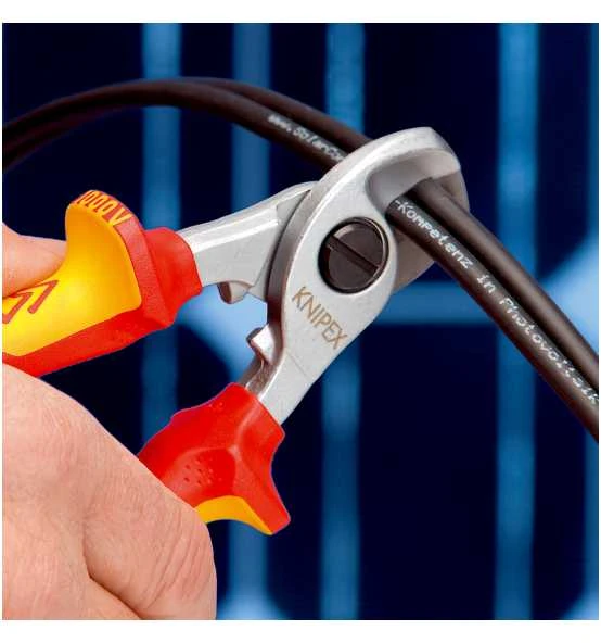 Knipex Kabelschere Mit Öffnungsfeder Isoliert Mit Mehrkomponenten-Hüllen, VDE-geprüft Verchromt 165 Mm – Bild 3
